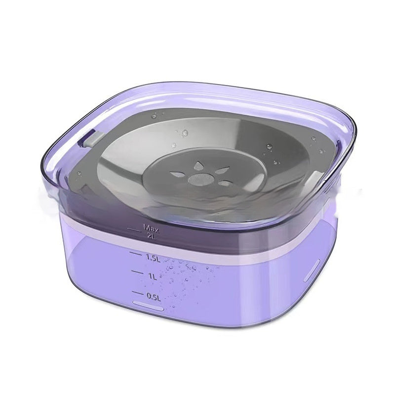 70oz Spill‑Proof Dog Water Bowl – Large 2L Transparent Slow Drinking Bowl for Dogs