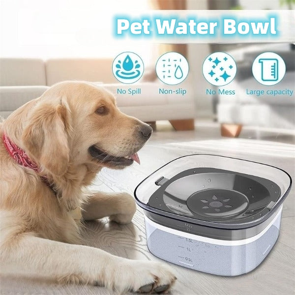 70oz Spill‑Proof Dog Water Bowl – Large 2L Transparent Slow Drinking Bowl for Dogs