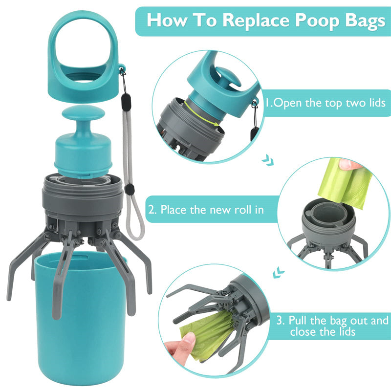 Portable Dog Poop Scooper with Built‑In Bag Dispenser
