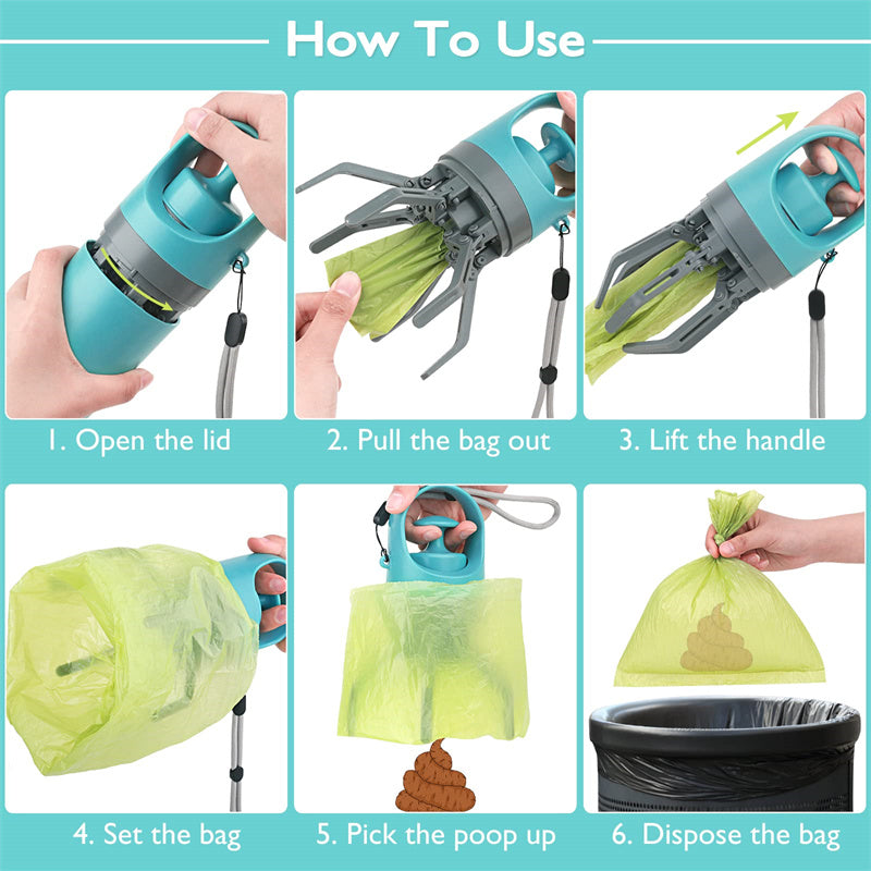 Portable Dog Poop Scooper with Built‑In Bag Dispenser