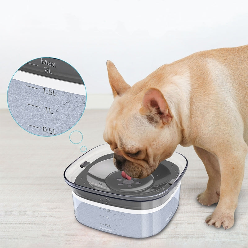 70oz Spill‑Proof Dog Water Bowl – Large 2L Transparent Slow Drinking Bowl for Dogs