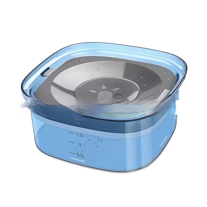 70oz Spill‑Proof Dog Water Bowl – Large 2L Transparent Slow Drinking Bowl for Dogs